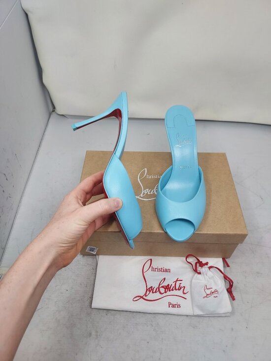 Christian Louboutin Shoes - CHRISTIAN LOUBOUTIN Me Dolly Leather Blue Mule Sandal